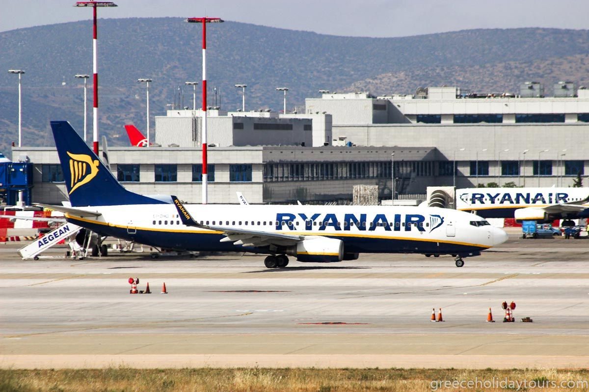 Ryanair airplane at Athens International Airport